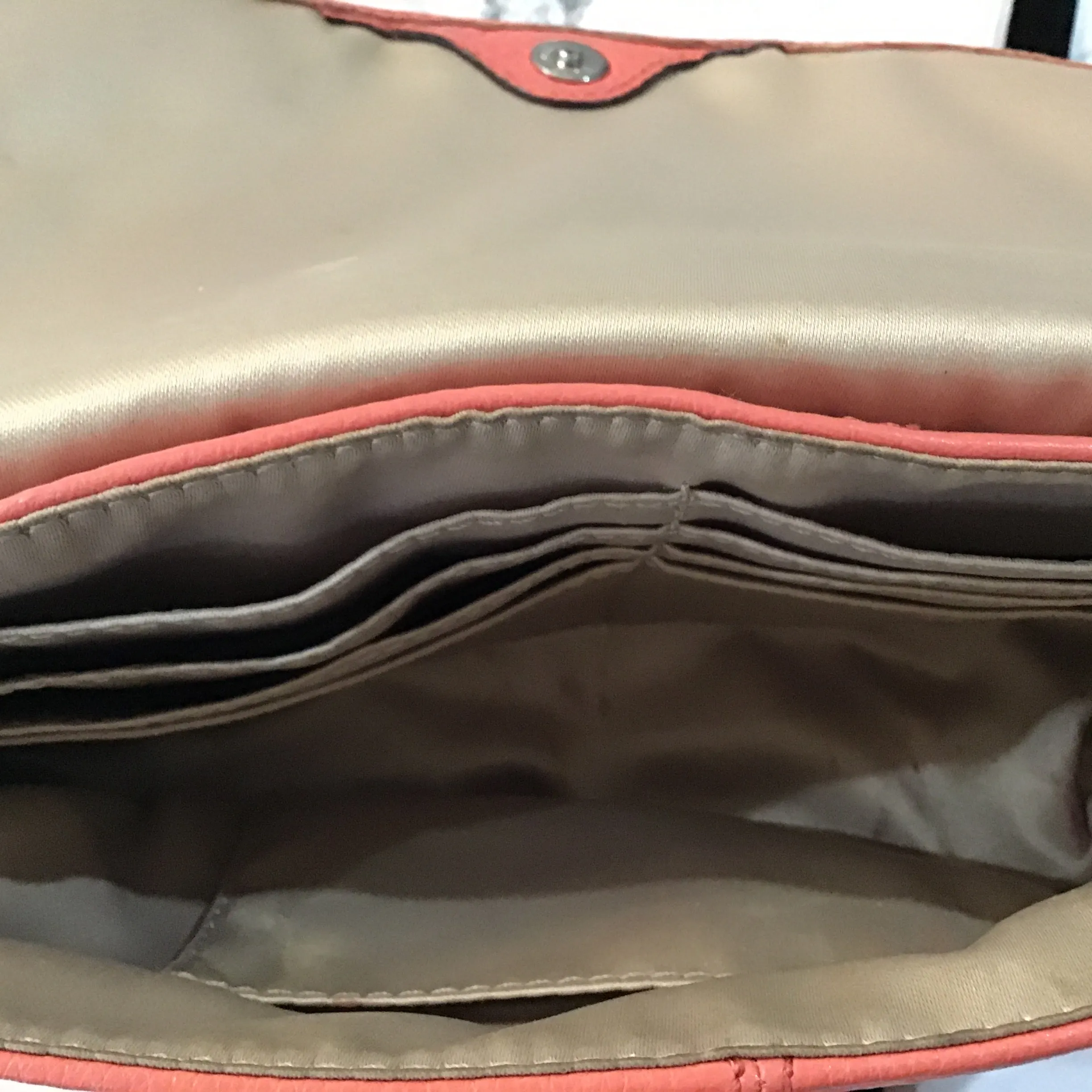 COACH Peach Campbell Soft Leather Large Clutch Wristlet Wallet