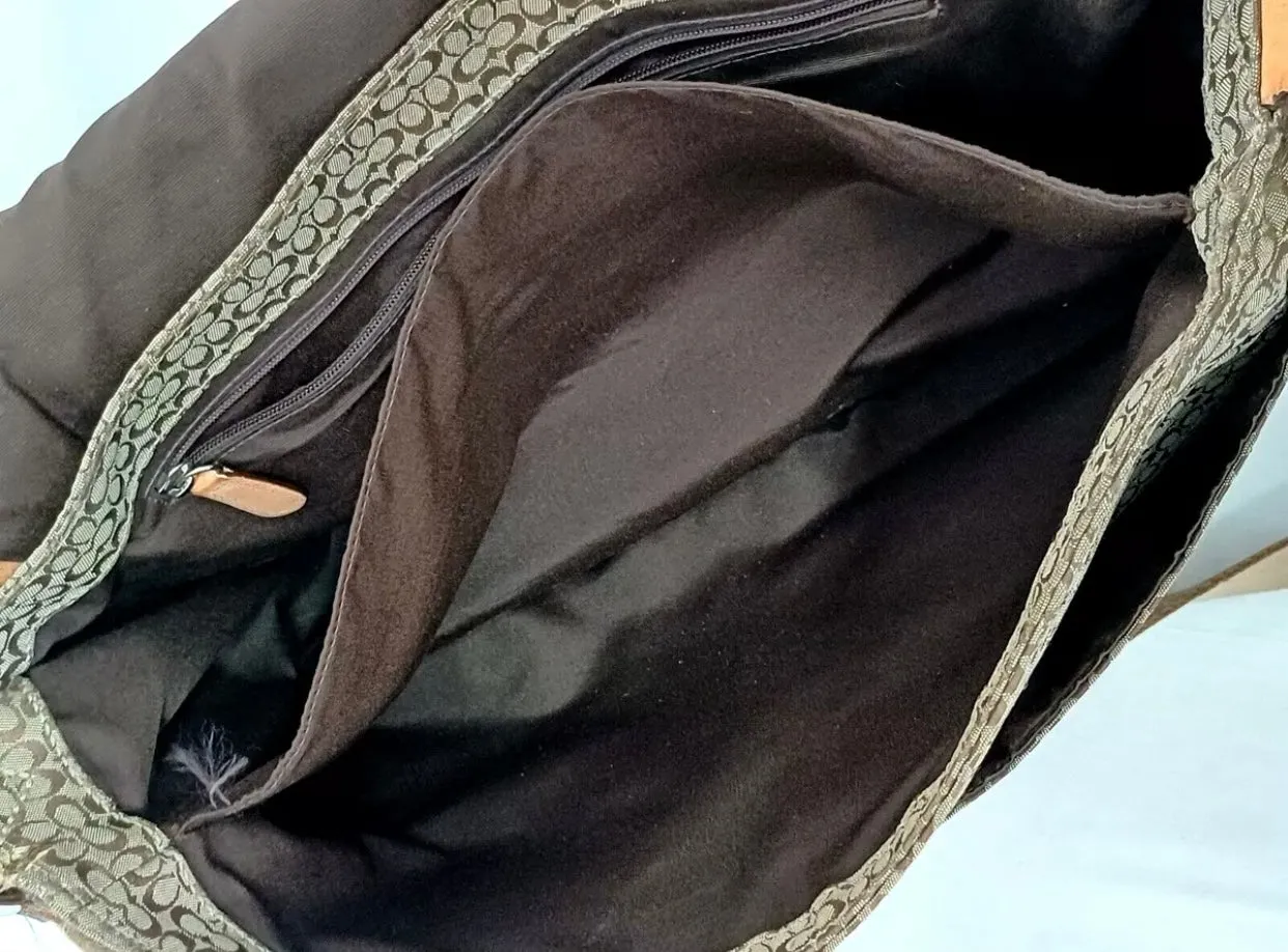 COACH Signature Hudson Khaki Jaquard Y2K Messenger Bag