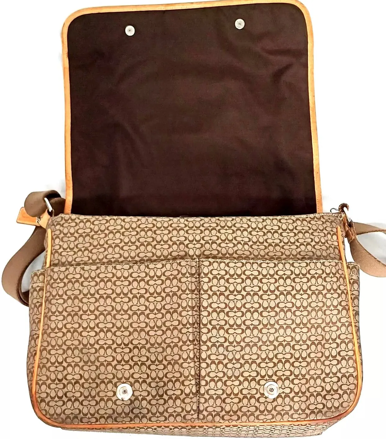 COACH Signature Hudson Khaki Jaquard Y2K Messenger Bag