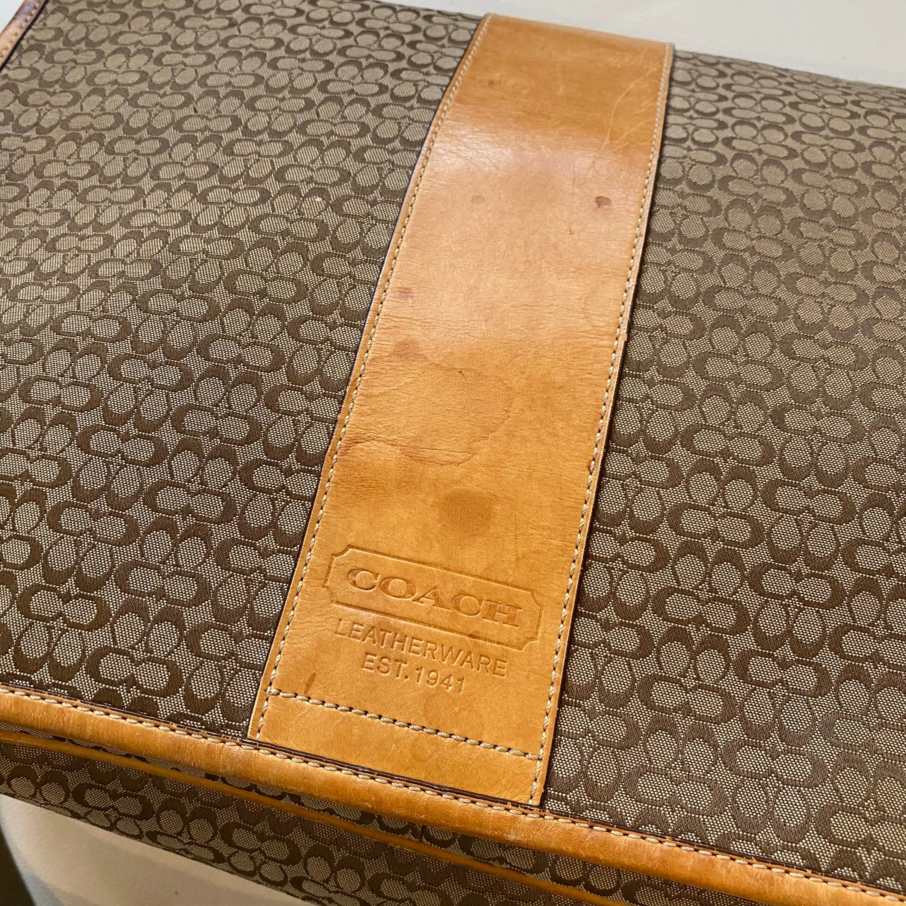 COACH Signature Hudson Khaki Jaquard Y2K Messenger Bag