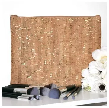 Cork Zippered Pouch - Gold Accents