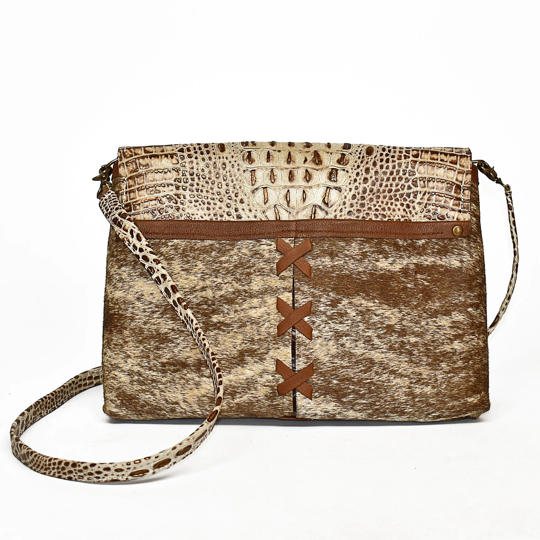 Cowhide Leather Purse, both a clutch & a crossbody in one - The Owl Creek Pass I