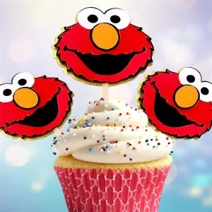 Cupcake Toppers Set Elmo Themed.