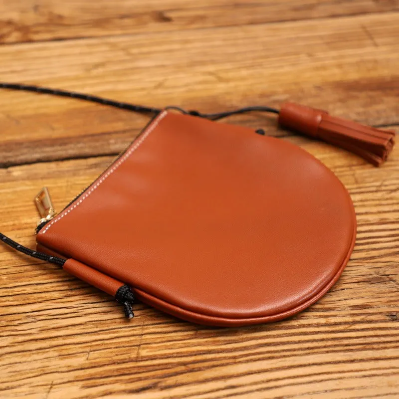 Cute Black LEATHER Side Bag Tassel Saddle WOMEN SHOULDER BAG Slim With Tassel Crossbody Pouch FOR WOMEN