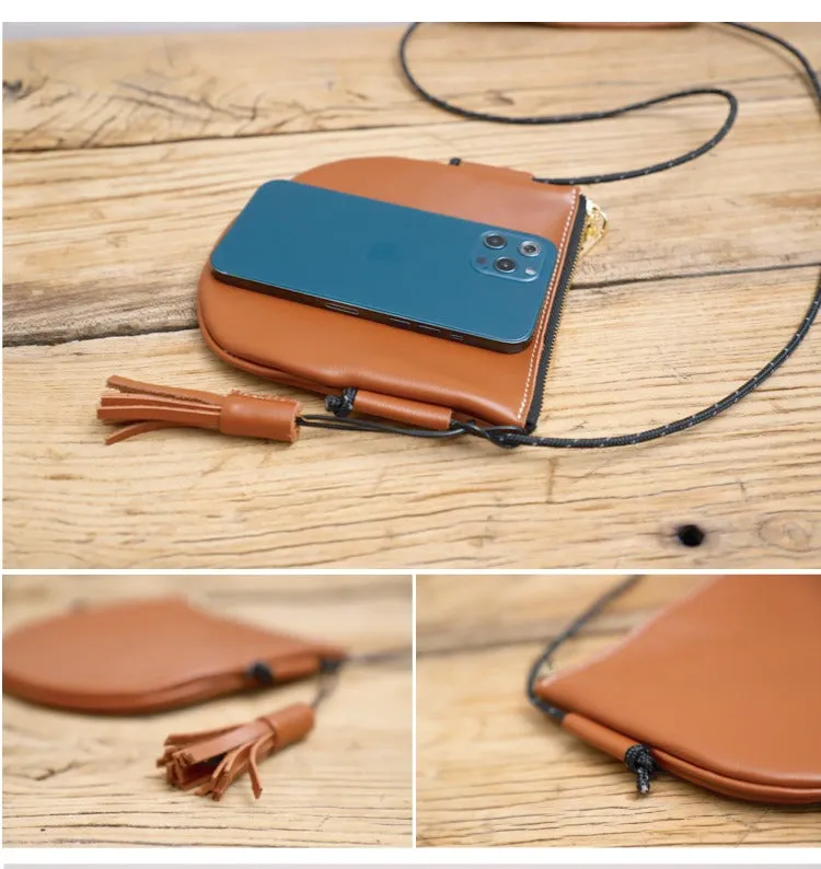 Cute Black LEATHER Side Bag Tassel Saddle WOMEN SHOULDER BAG Slim With Tassel Crossbody Pouch FOR WOMEN