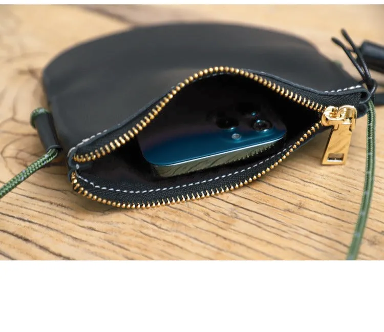 Cute Black LEATHER Side Bag Tassel Saddle WOMEN SHOULDER BAG Slim With Tassel Crossbody Pouch FOR WOMEN