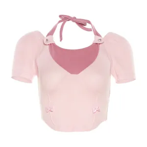 Cute Pink Strap Summer Top