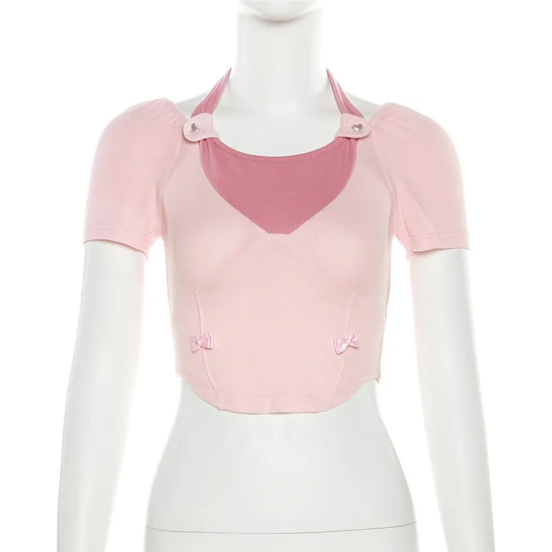 Cute Pink Strap Summer Top