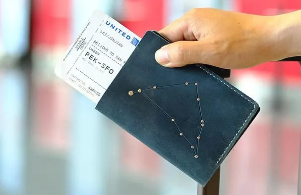 CUTE Women Constellation Passport Wallet LEATHER Blue PERSONALIZED MONOGRAMMED GIFT CUSTOM Wallet