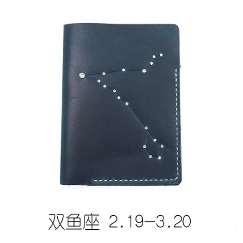 CUTE Women Constellation Passport Wallet LEATHER Blue PERSONALIZED MONOGRAMMED GIFT CUSTOM Wallet