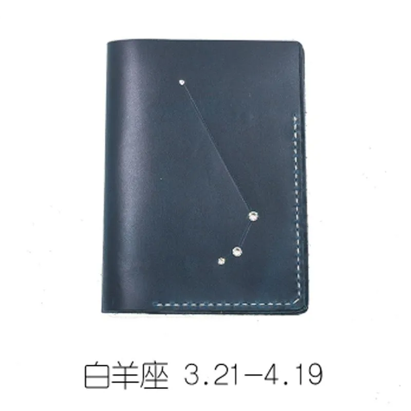 CUTE Women Constellation Passport Wallet LEATHER Blue PERSONALIZED MONOGRAMMED GIFT CUSTOM Wallet