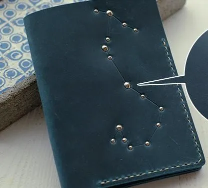 CUTE Women Constellation Passport Wallet LEATHER Blue PERSONALIZED MONOGRAMMED GIFT CUSTOM Wallet