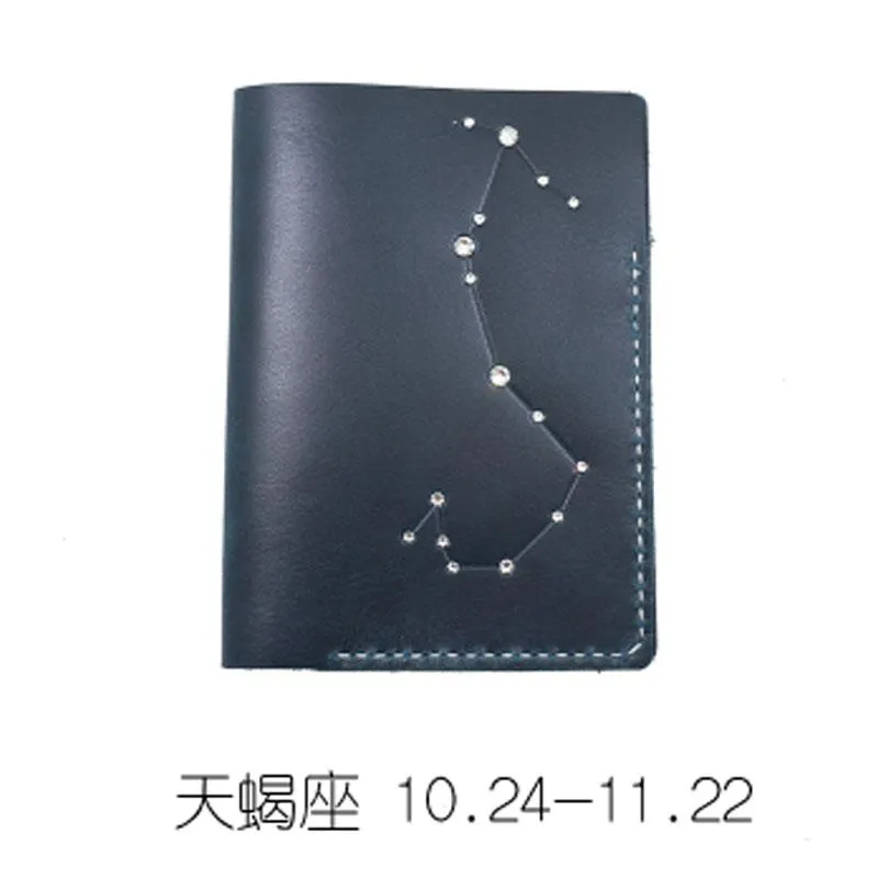 CUTE Women Constellation Passport Wallet LEATHER Blue PERSONALIZED MONOGRAMMED GIFT CUSTOM Wallet