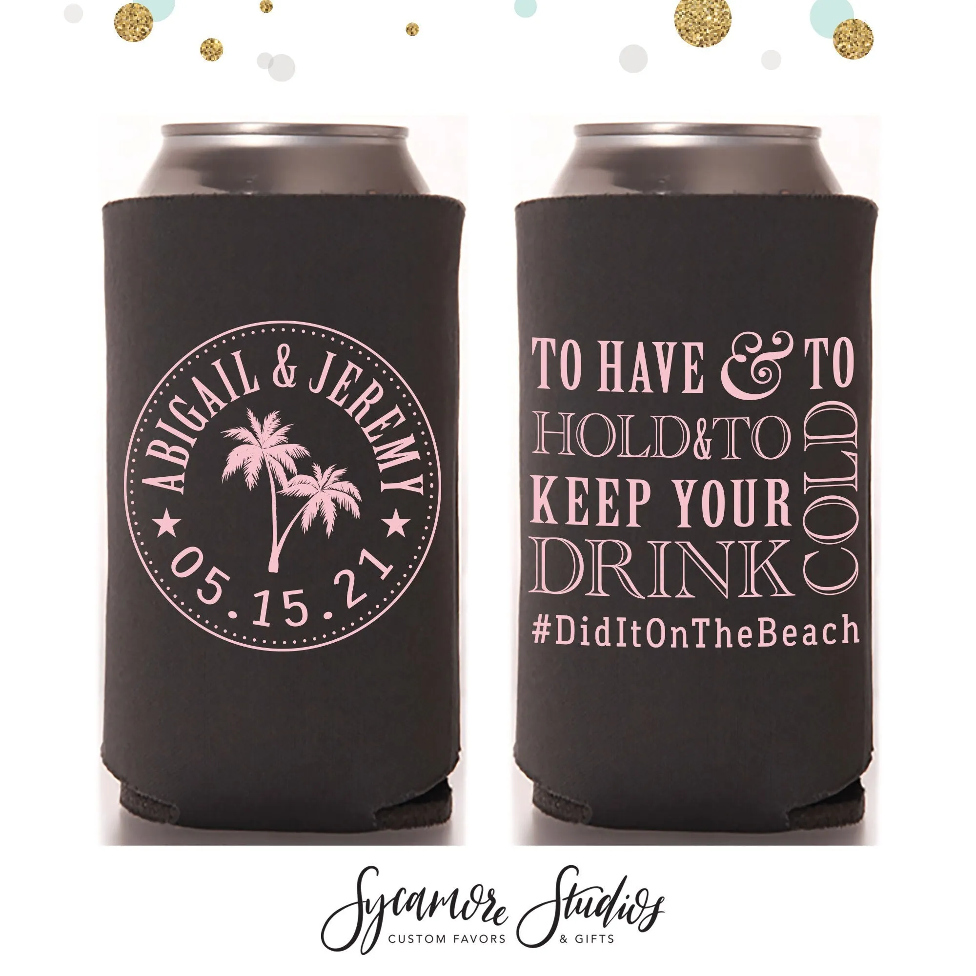 Destination Wedding - Slim 12oz Wedding Can Cooler #46S