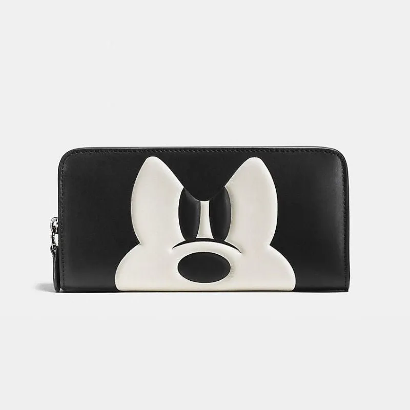 Disney Frowning Mickey Mouse Glovetanned Leather Accordion Zip Wallet