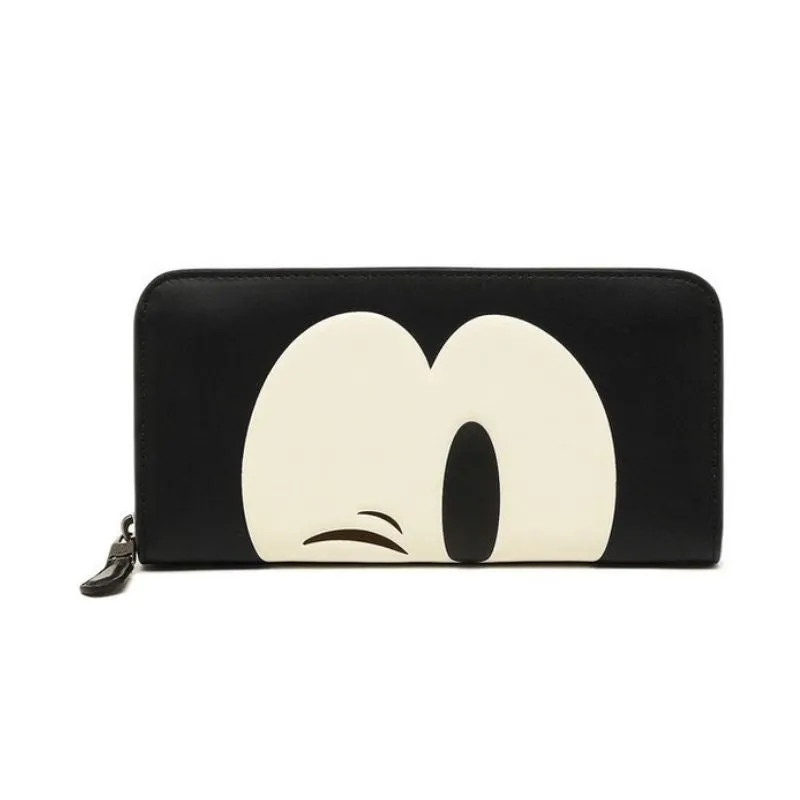 Disney Winking Mickey Mouse Glovetanned Leather Accordion Zip Wallet