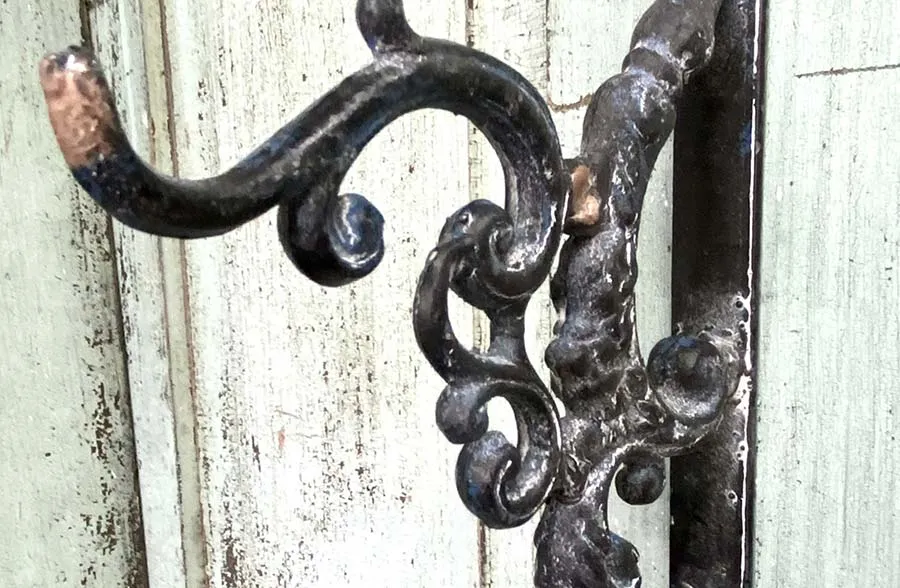 Distressed Metal Leafwork Hook
