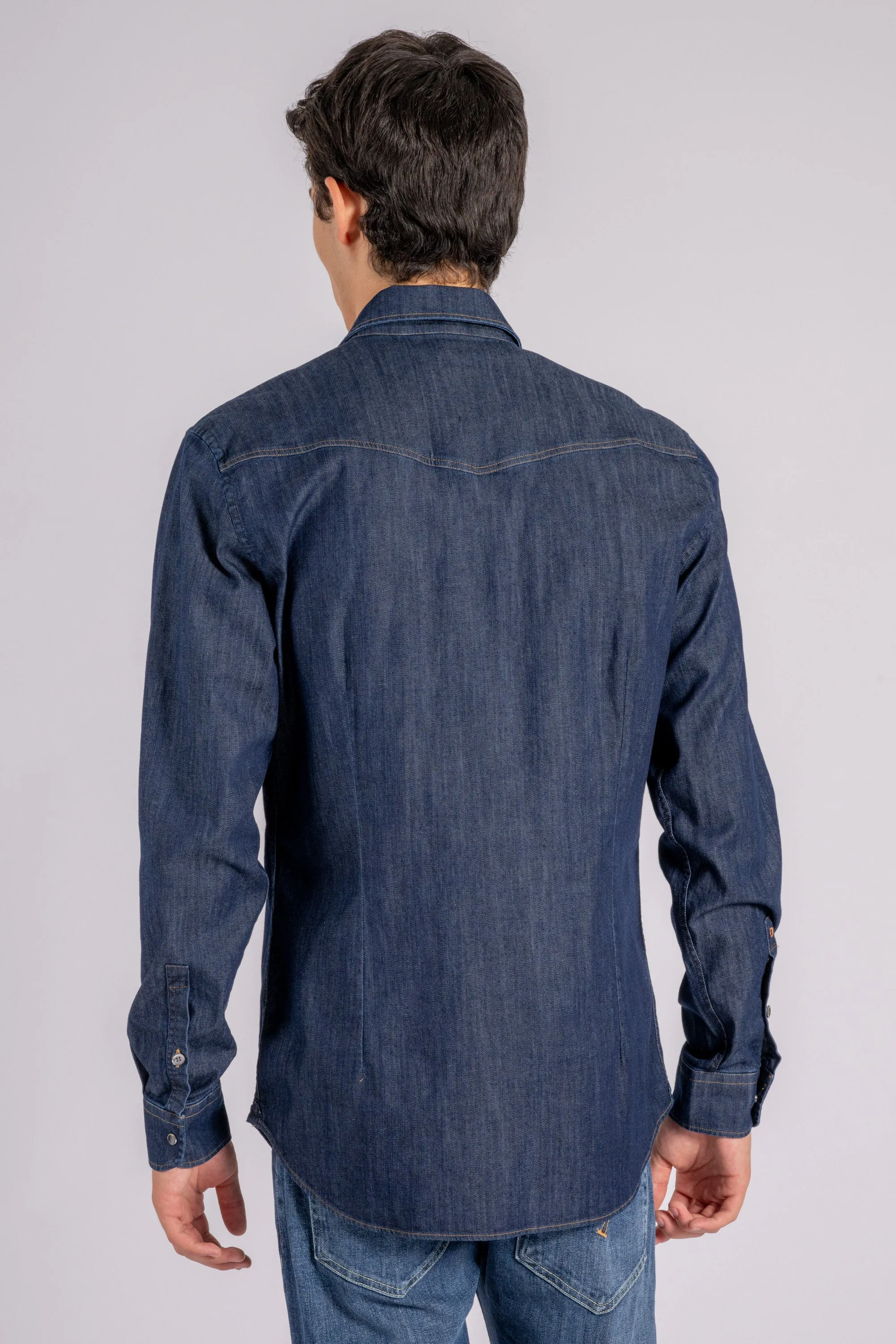 Dondup Camicia Texano 98% Cotone 2% Elastam Blu