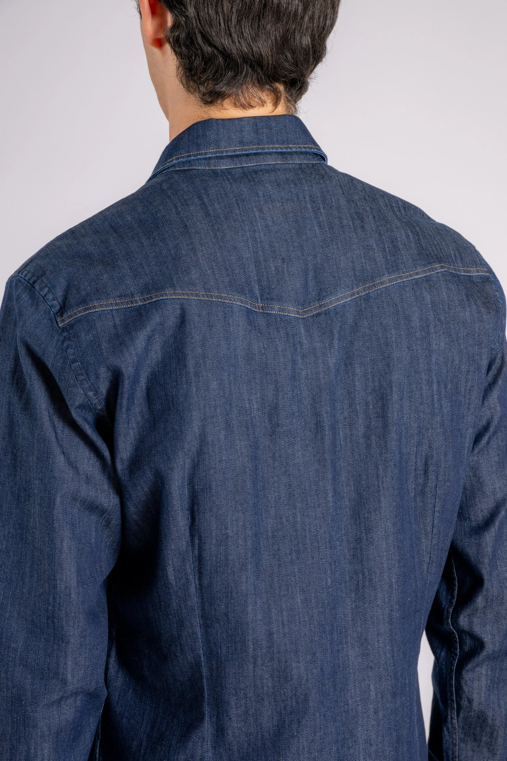 Dondup Camicia Texano 98% Cotone 2% Elastam Blu