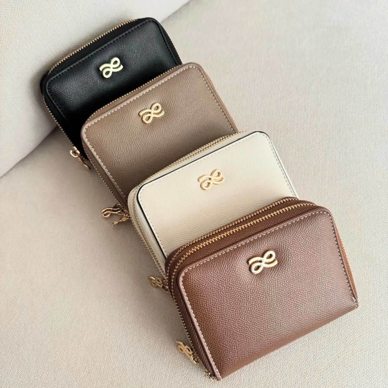 Double Zip Wallet Nude PU