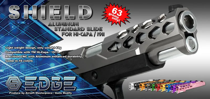 EDGE "SHIELD" Aluminum Standard Slide for Hi-CAPA/1911 (Silver)