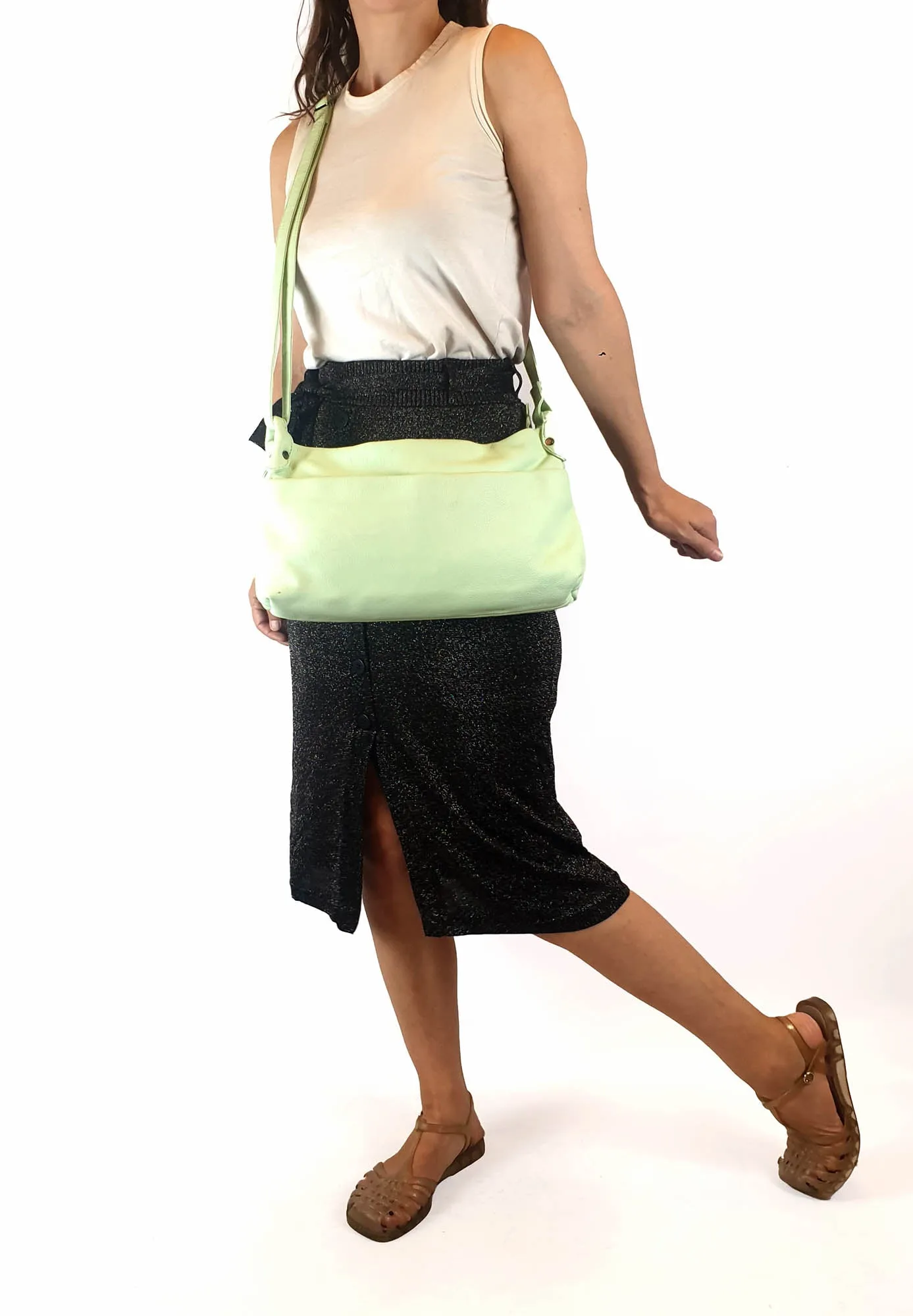 Elk mint green soft leather bag