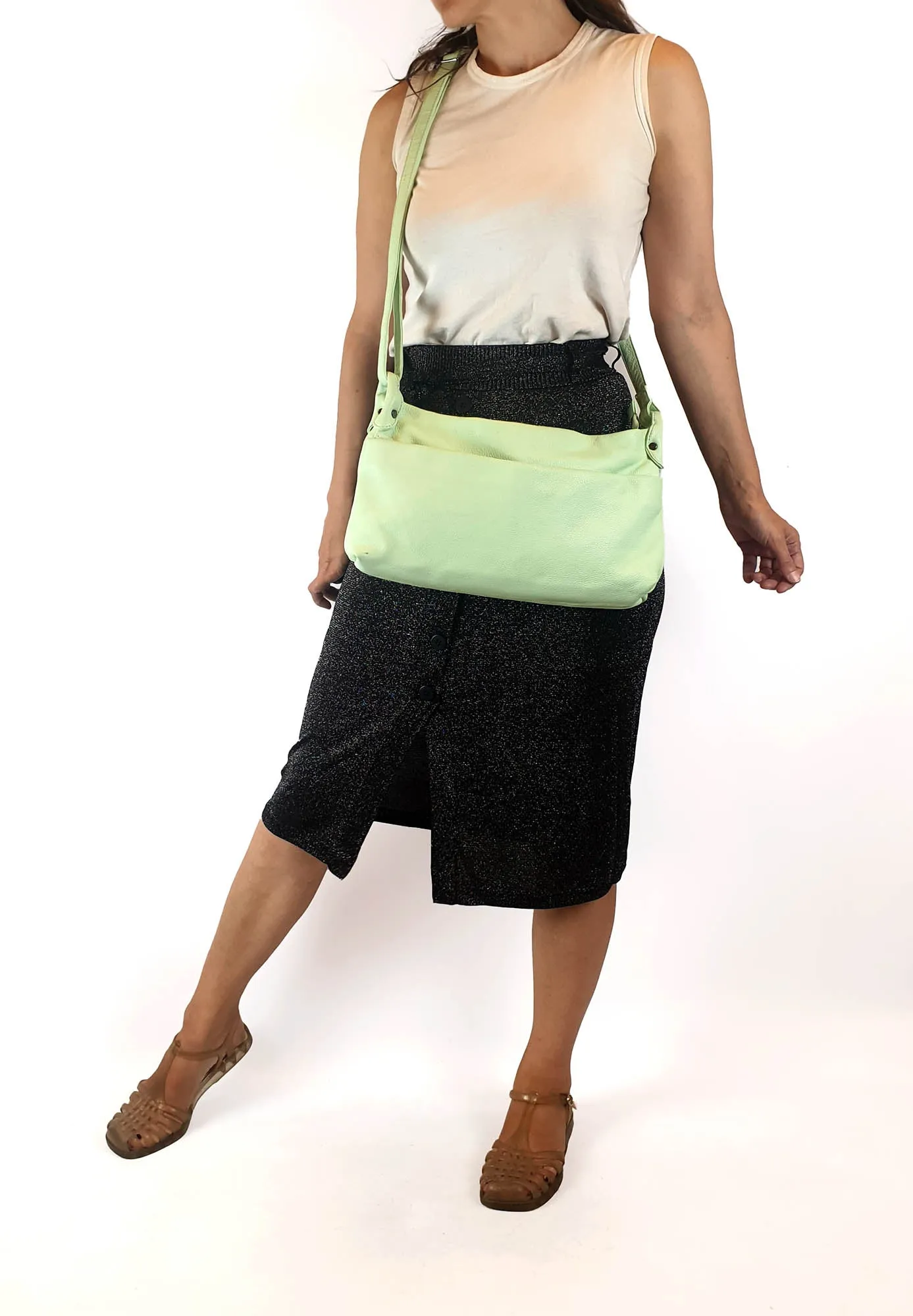 Elk mint green soft leather bag