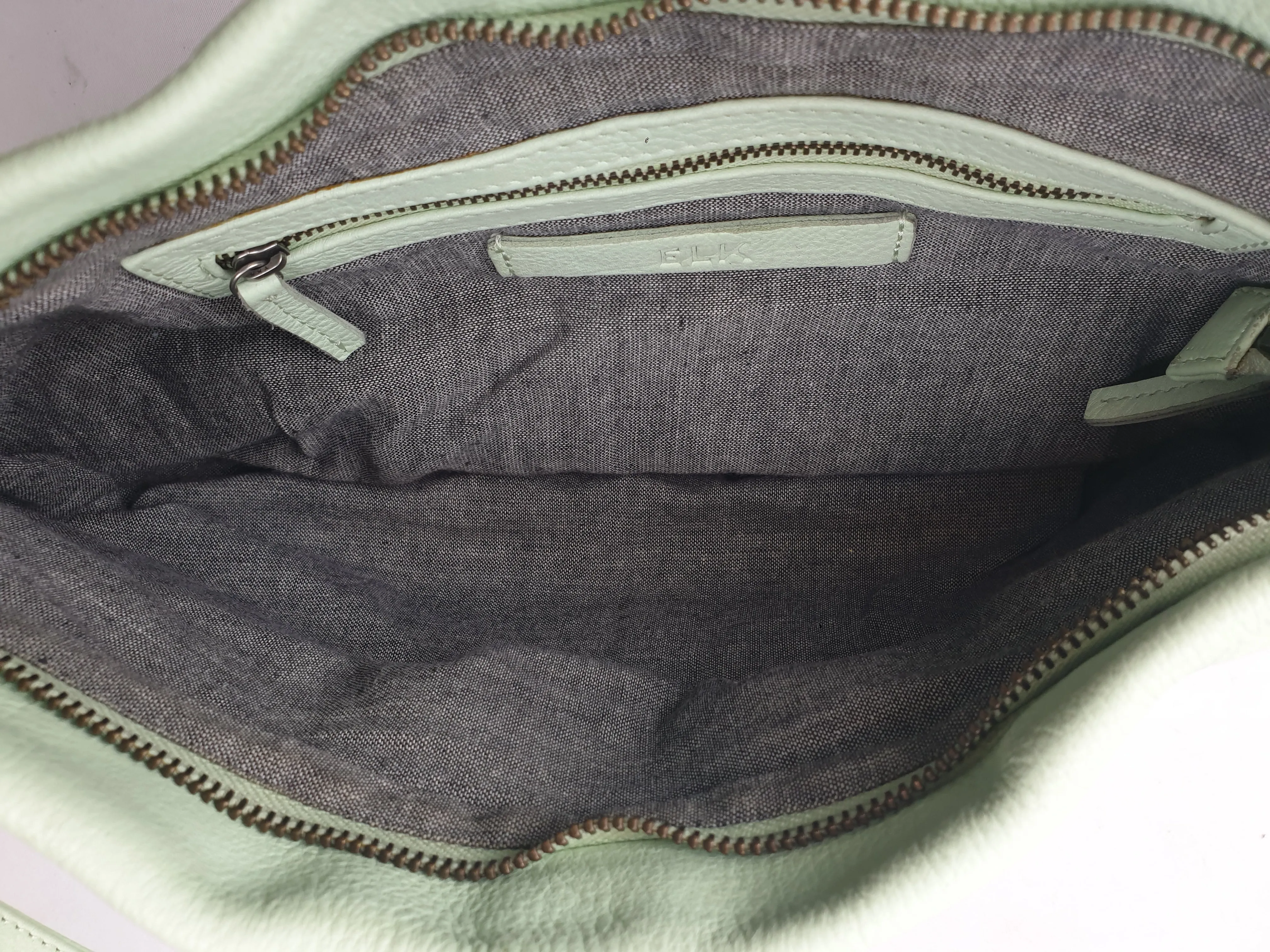 Elk mint green soft leather bag