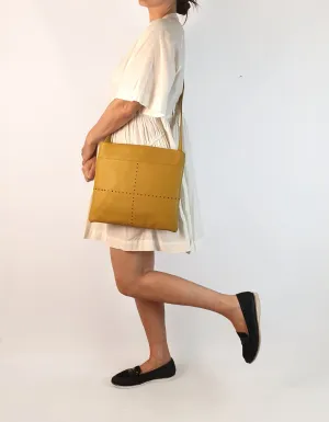Elk soft leather mustard bag with adjustable strap