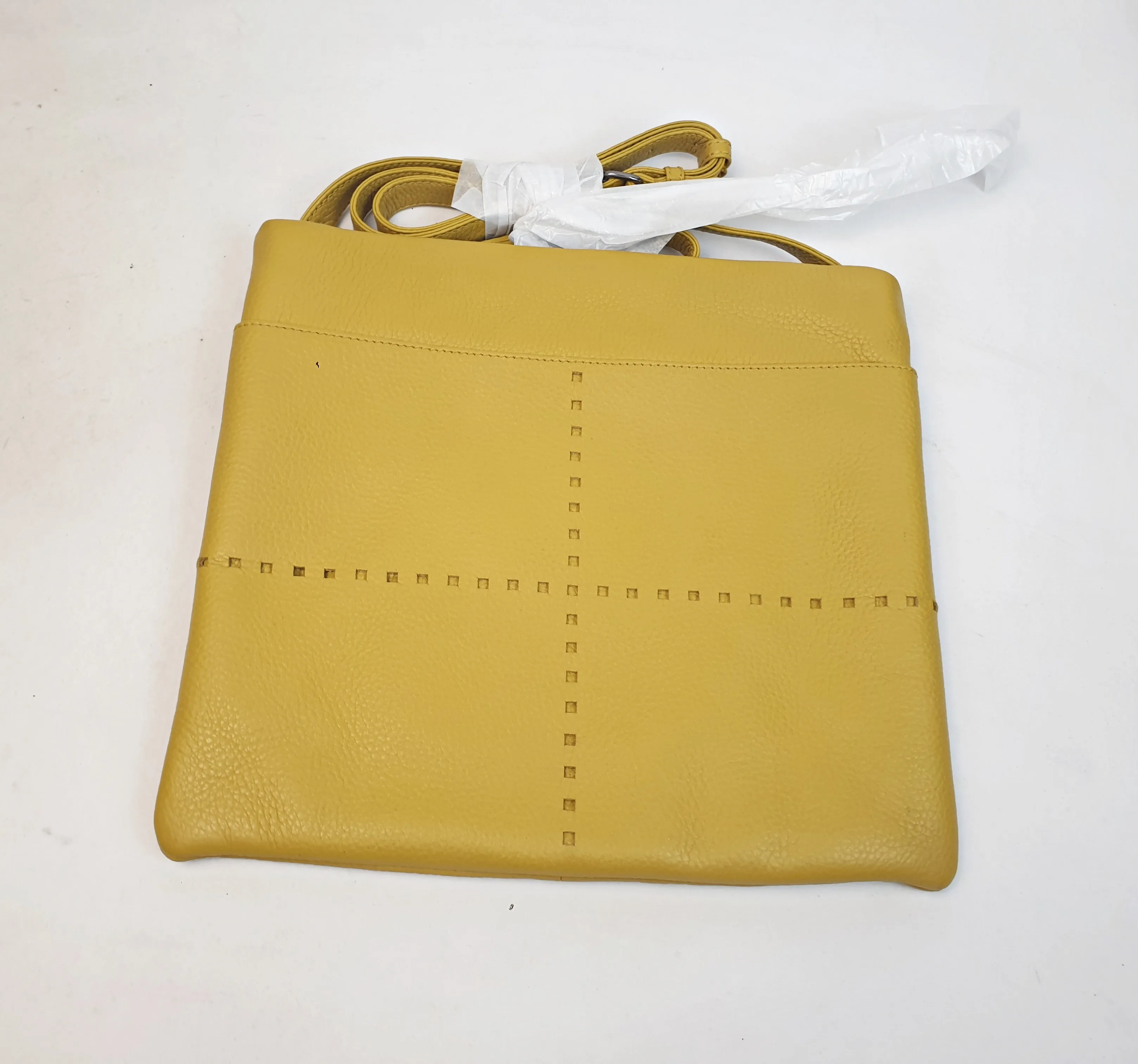 Elk soft leather mustard bag with adjustable strap