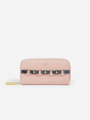 Ellen Vegan Leather Zip Around Wallet | Pink