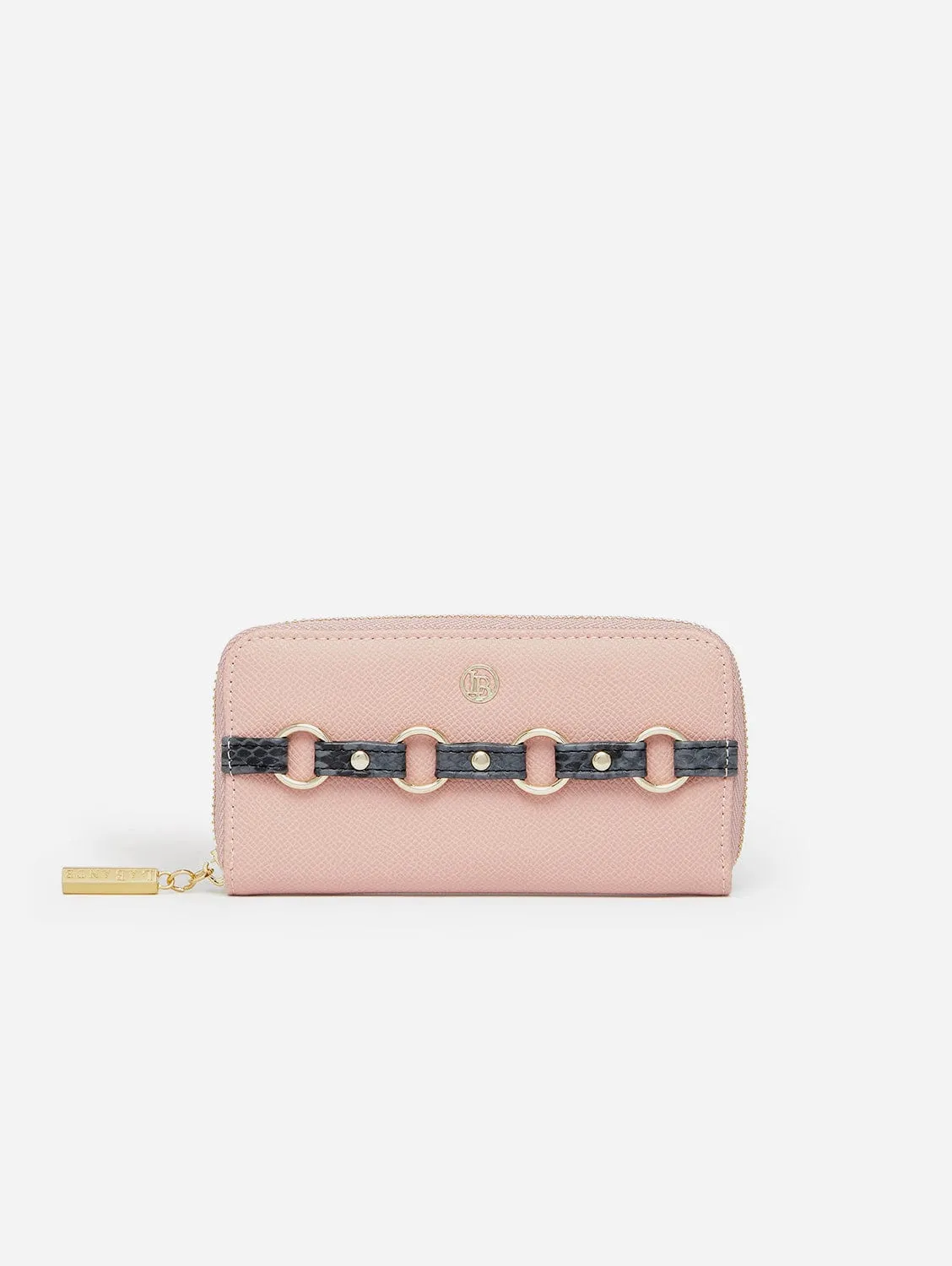 Ellen Vegan Leather Zip Around Wallet | Pink