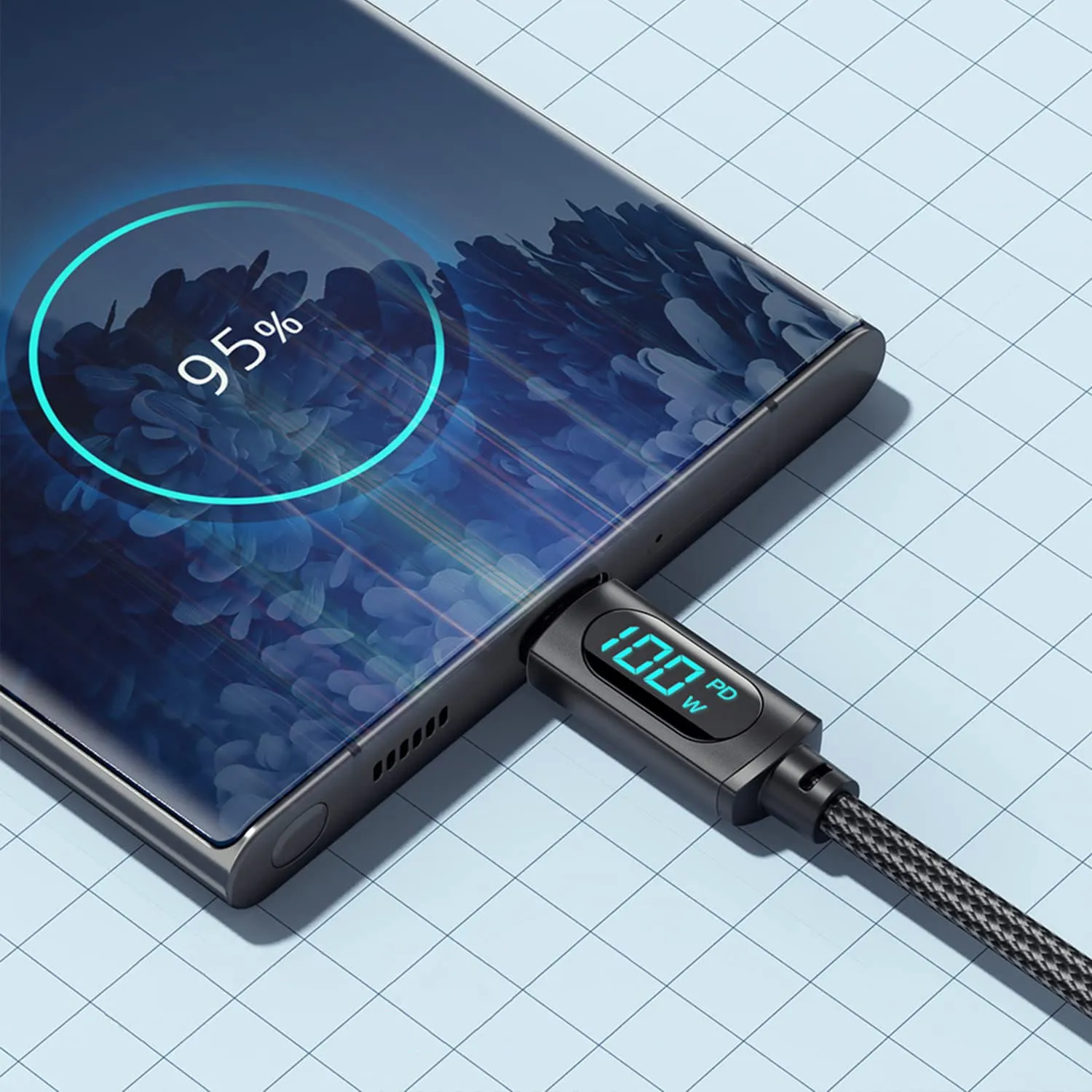Essager® Kabel z Miernikiem Prądu USB-C 100W 1A - 1 Metr