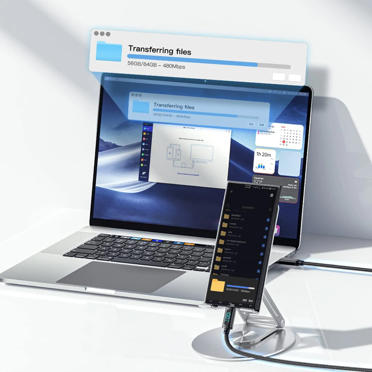 Essager® Kabel z Miernikiem Prądu USB-C 100W 1A - 2 Metry