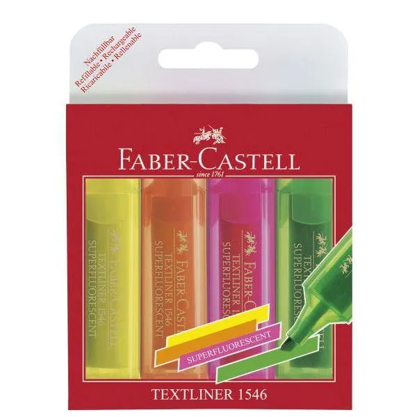 Faber-Castell - Textliner 1546 Fluorescent - Wallet of 4