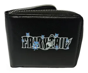 Fairy Tail Anime Zipped Wallet - Premium PVC Leather / Black - Unisex