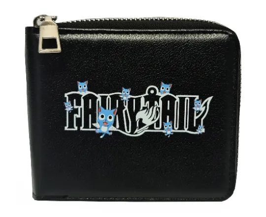 Fairy Tail Anime Zipped Wallet - Premium PVC Leather / Black - Unisex