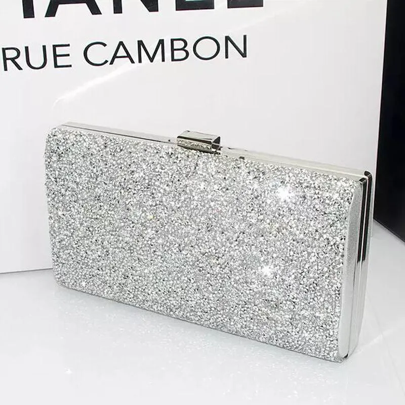 Fashion Square Box Diamond Women's Bag Clutch Diamond Dinner Bag Bride Hand Bag Square