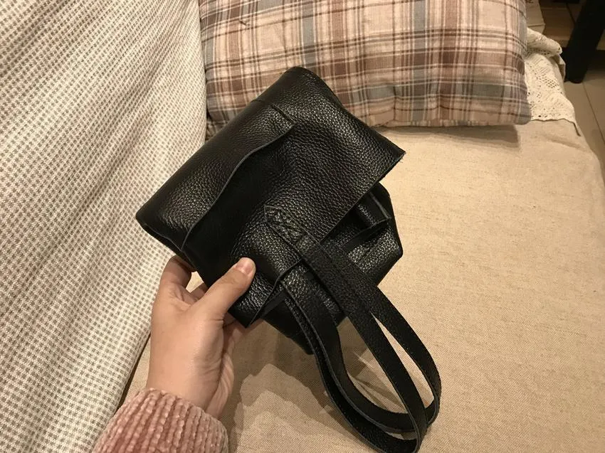 Fashion Womens Brown Leather Vertical Tote Bag Black Shoulder Tote Bag Handbag Tote For Women