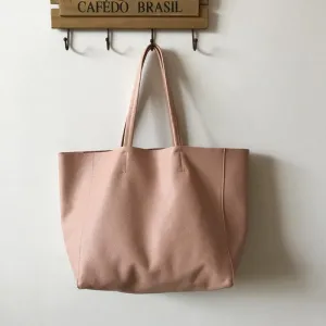 Fashion Womens Light Pink Leather Oversize Tote Bag Pink Shoulder Tote Bag Pink Handbag Tote For Women