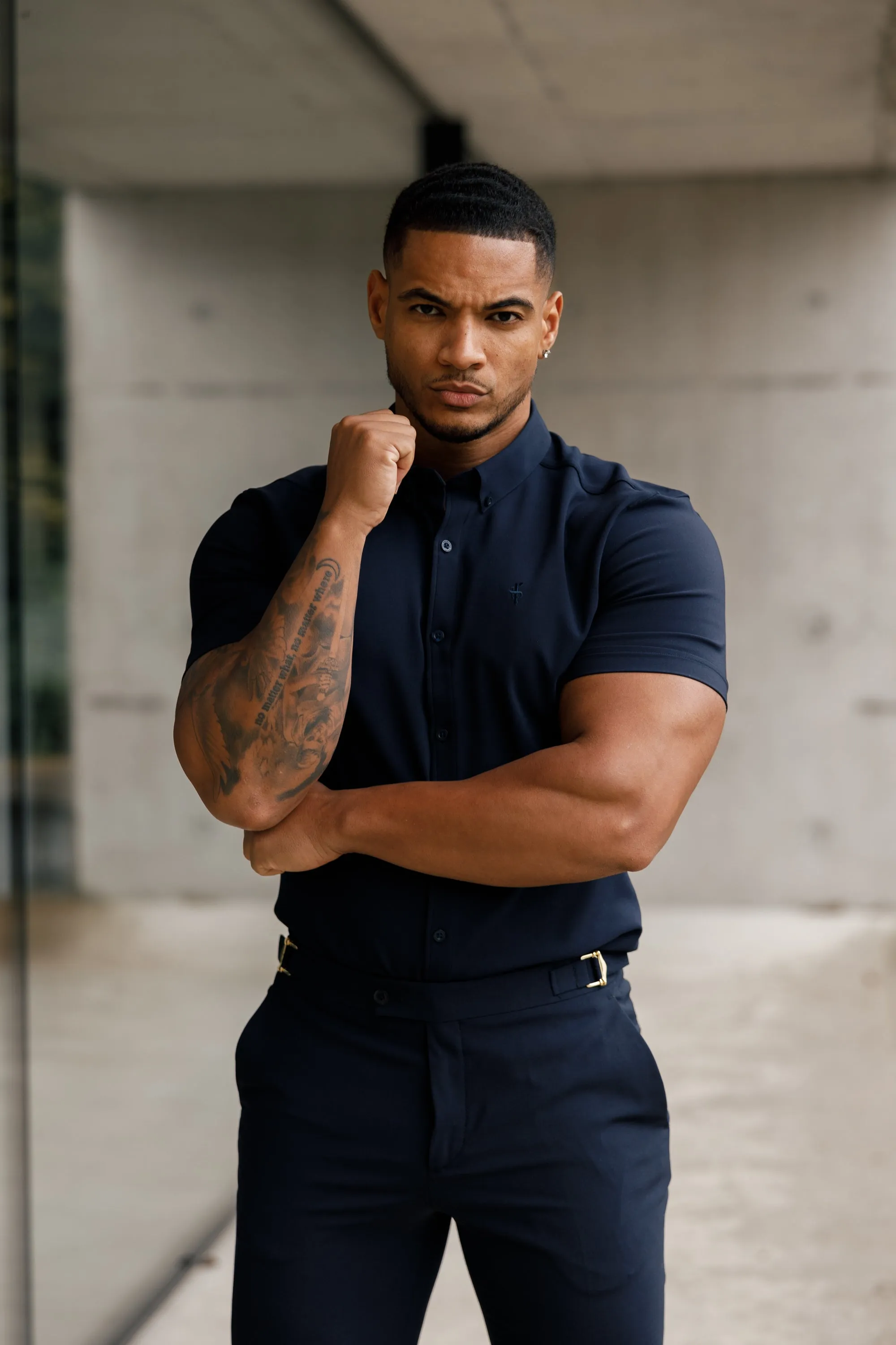 Father Sons Super Slim Scuba Navy Short Sleeve Stretch - FS832