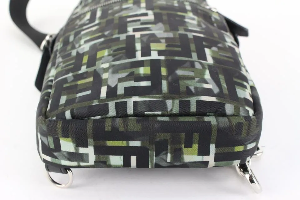 Fendi Black Green Nylon CamouFF Camo Sling Crossbody Messenger 76f513s