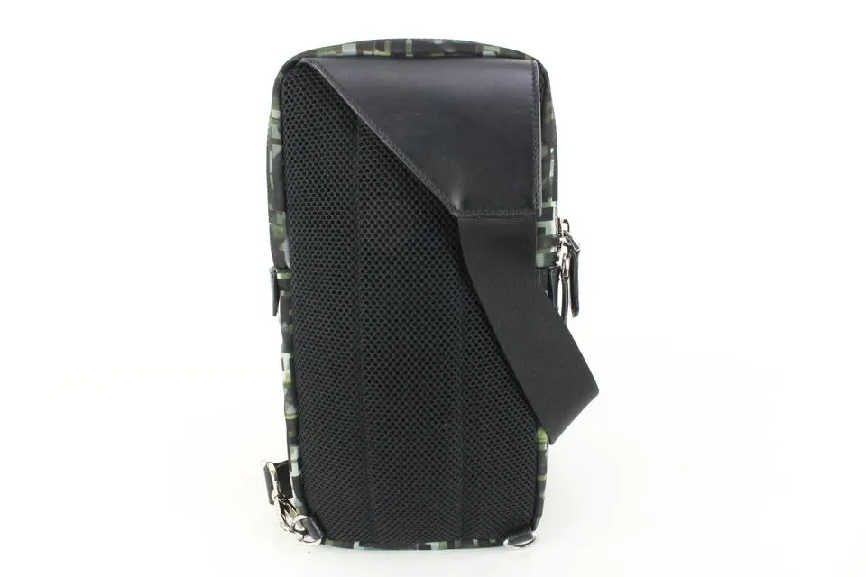 Fendi Black Green Nylon CamouFF Camo Sling Crossbody Messenger 76f513s