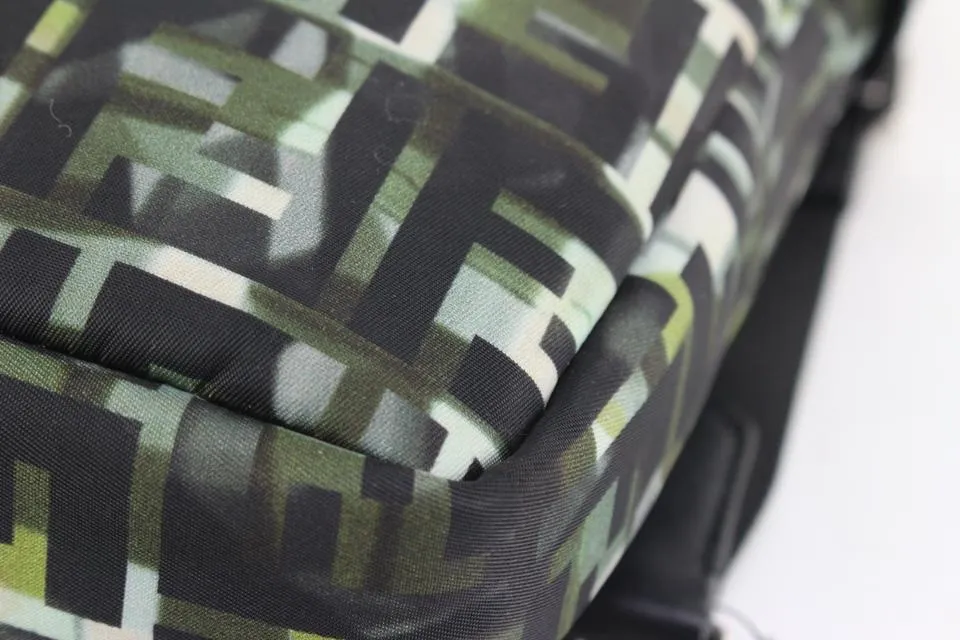 Fendi Black Green Nylon CamouFF Camo Sling Crossbody Messenger 76f513s