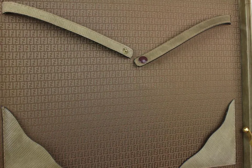 Fendi Brown Monogram FF Zucca Attache Hard Trunk Briefcase 1FE1020