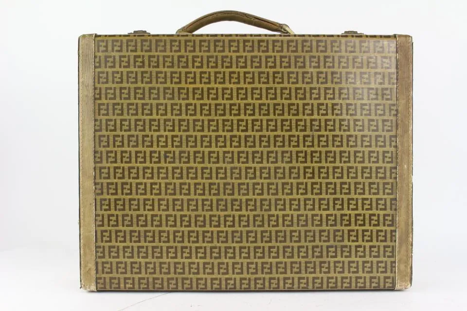 Fendi Brown Monogram FF Zucca Attache Hard Trunk Briefcase 1FE1020