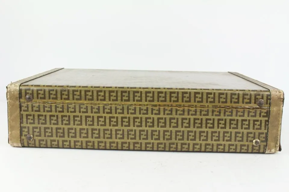 Fendi Brown Monogram FF Zucca Attache Hard Trunk Briefcase 1FE1020