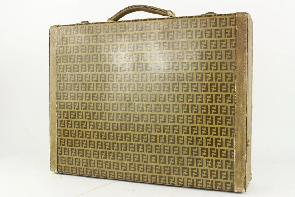 Fendi Brown Monogram FF Zucca Attache Hard Trunk Briefcase 1FE1020