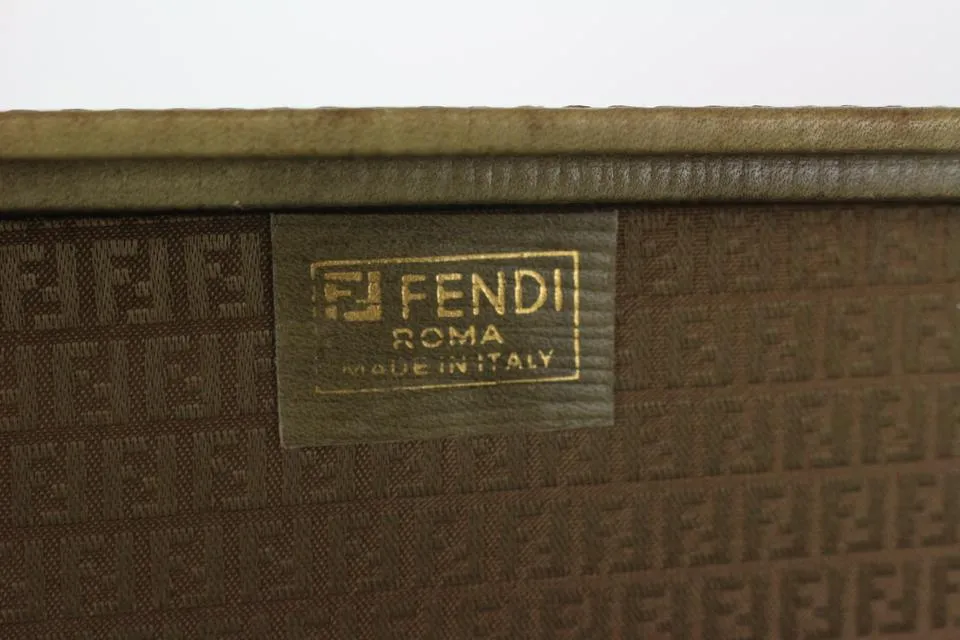 Fendi Brown Monogram FF Zucca Attache Hard Trunk Briefcase 1FE1020