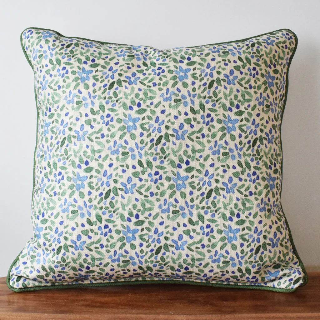 Floral Blue Mississippi Square Pillow with Backing